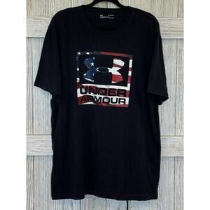 Under Armour Mens Shirt Black XL Heatgear Patriotic Flag Graphic Print USA
